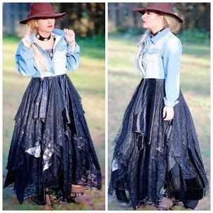 Reserved long black kimono Jean jacket oakk Gypsy